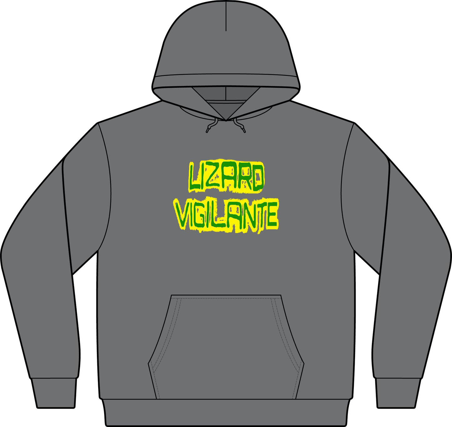 Lizard Vigilante Hoodie — Camo-Inspired Pullover with Neon Graphic