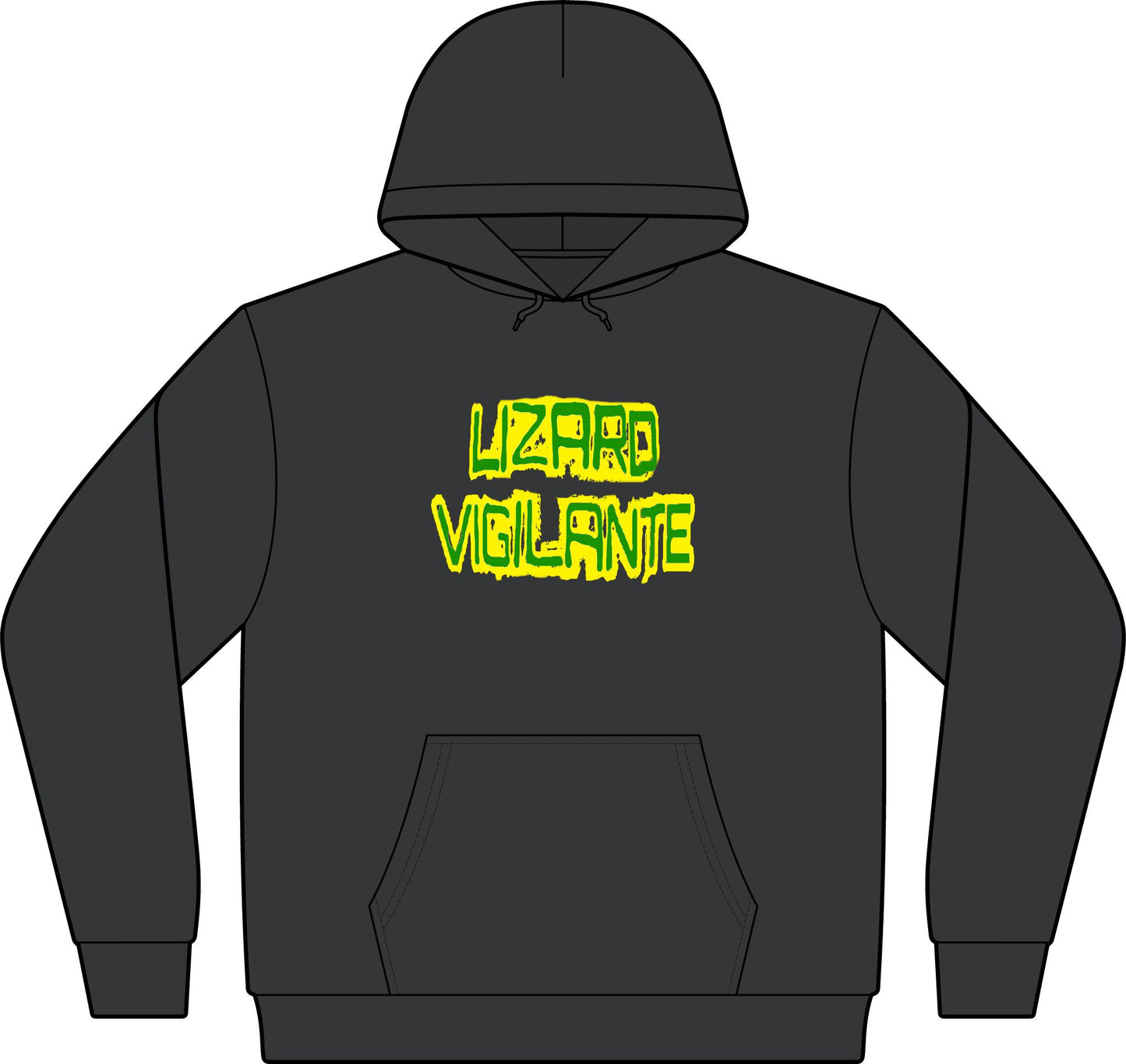 Lizard Vigilante Hoodie — Camo-Inspired Pullover with Neon Graphic