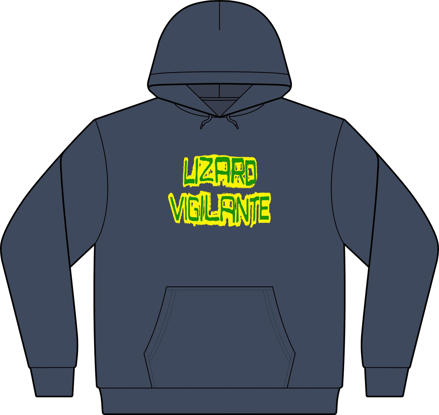Lizard Vigilante Hoodie — Camo-Inspired Pullover with Neon Graphic