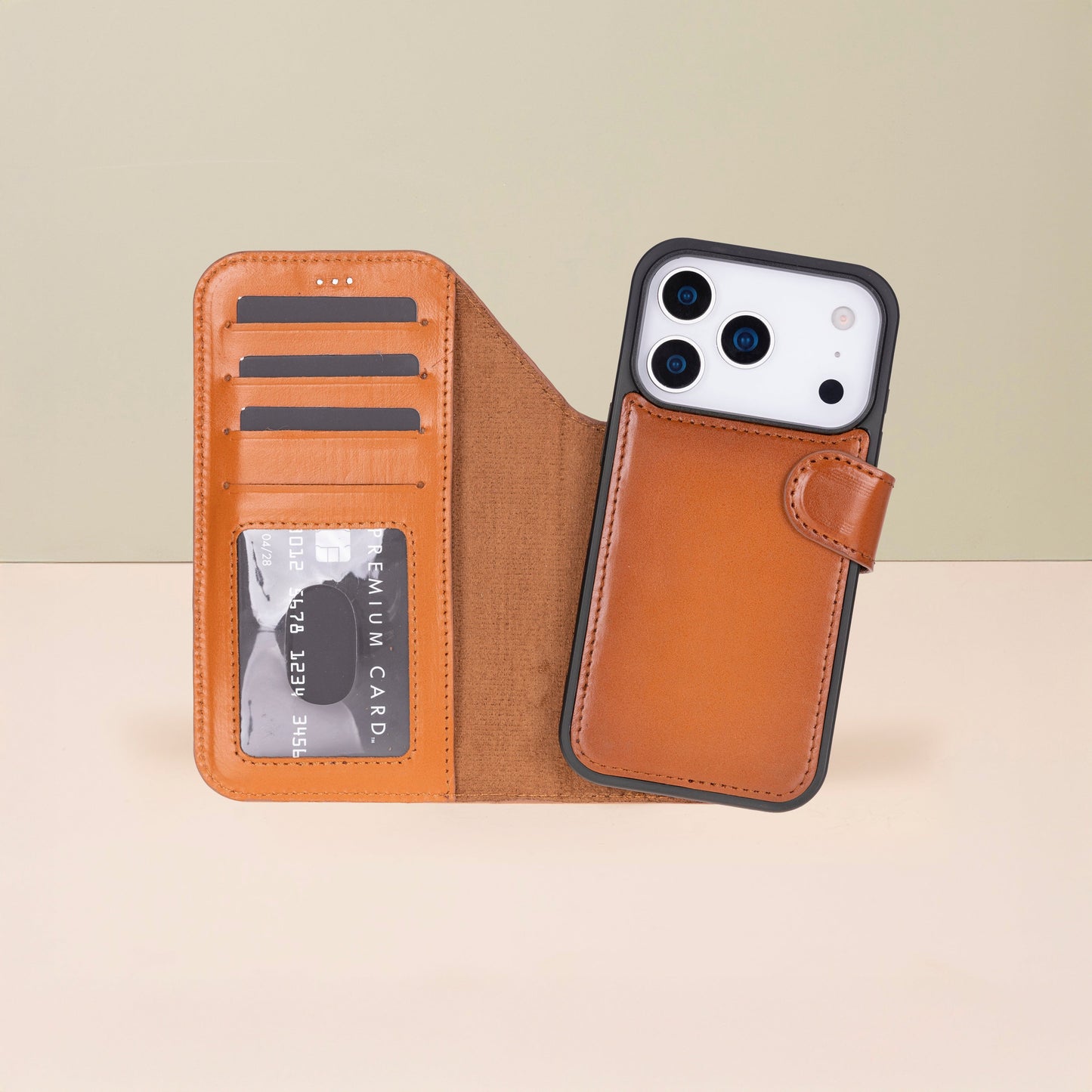 Leather iPhone 17 Pro Wallet Case – Rustic Brown - Austin