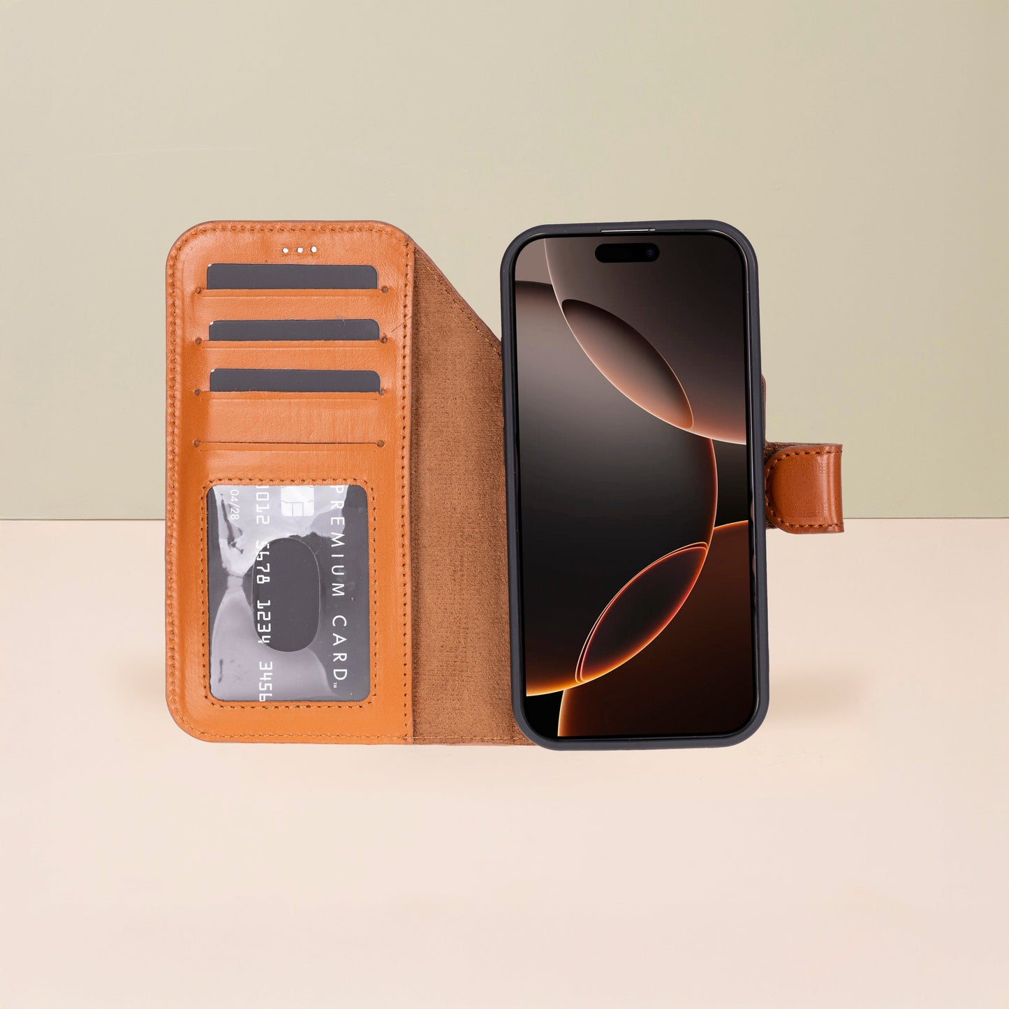 Leather iPhone 17 Pro Max Wallet Case – Rustic Brown - Austin