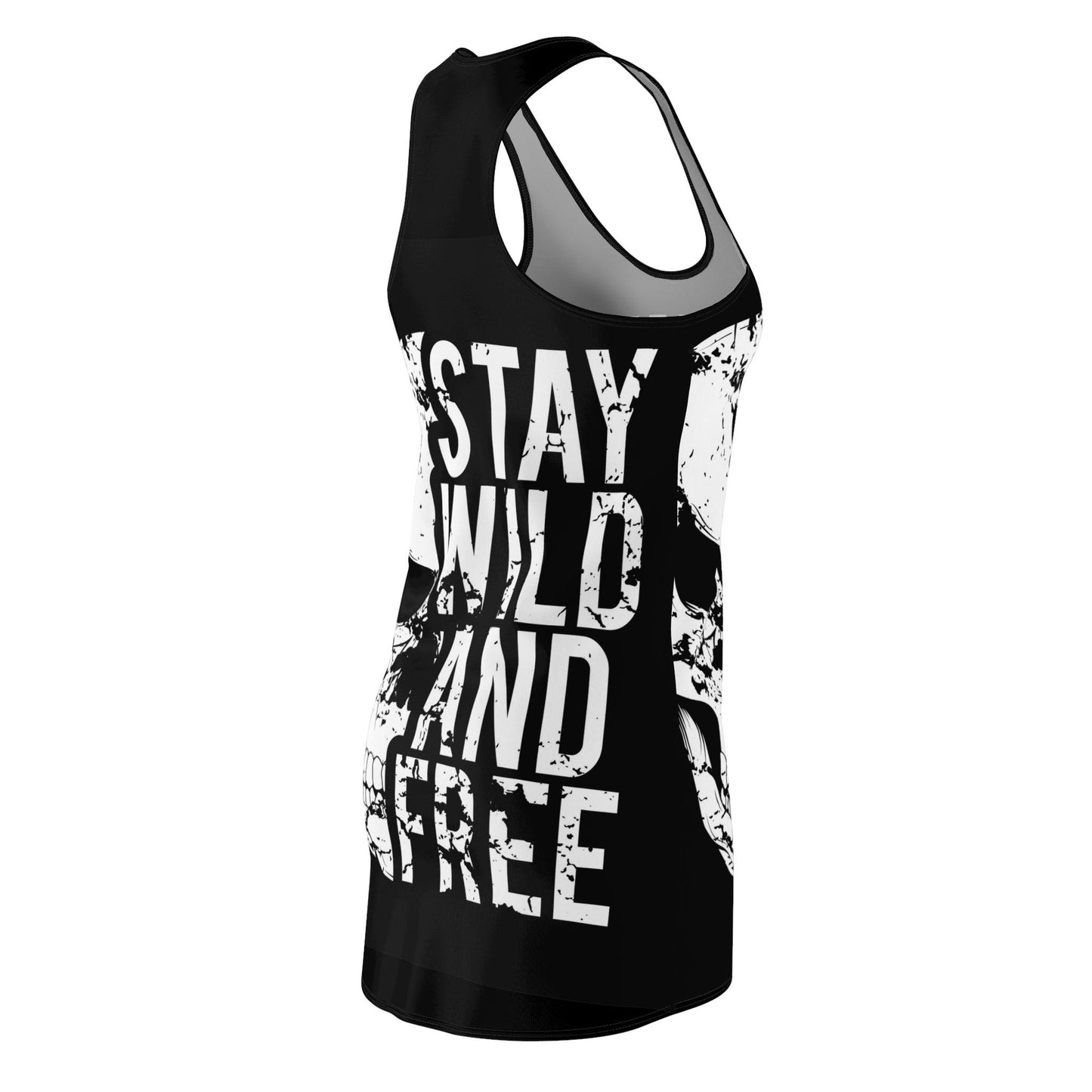 Stay Wild And Free Skull Women's Cut & Sew Racerback Dress (AOP) - Lizard Vigilante