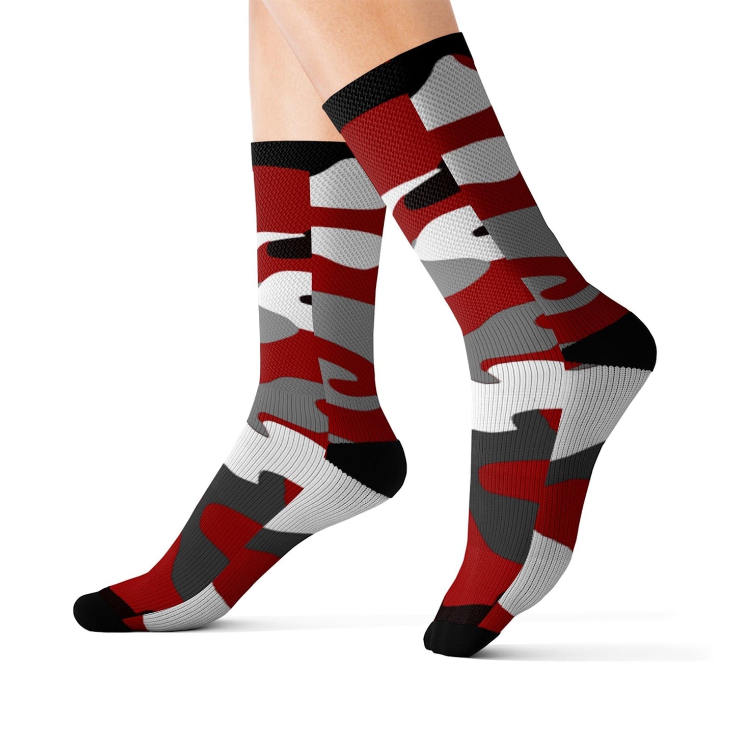 Red Black Grey White Sublimation Socks - Lizard Vigilante