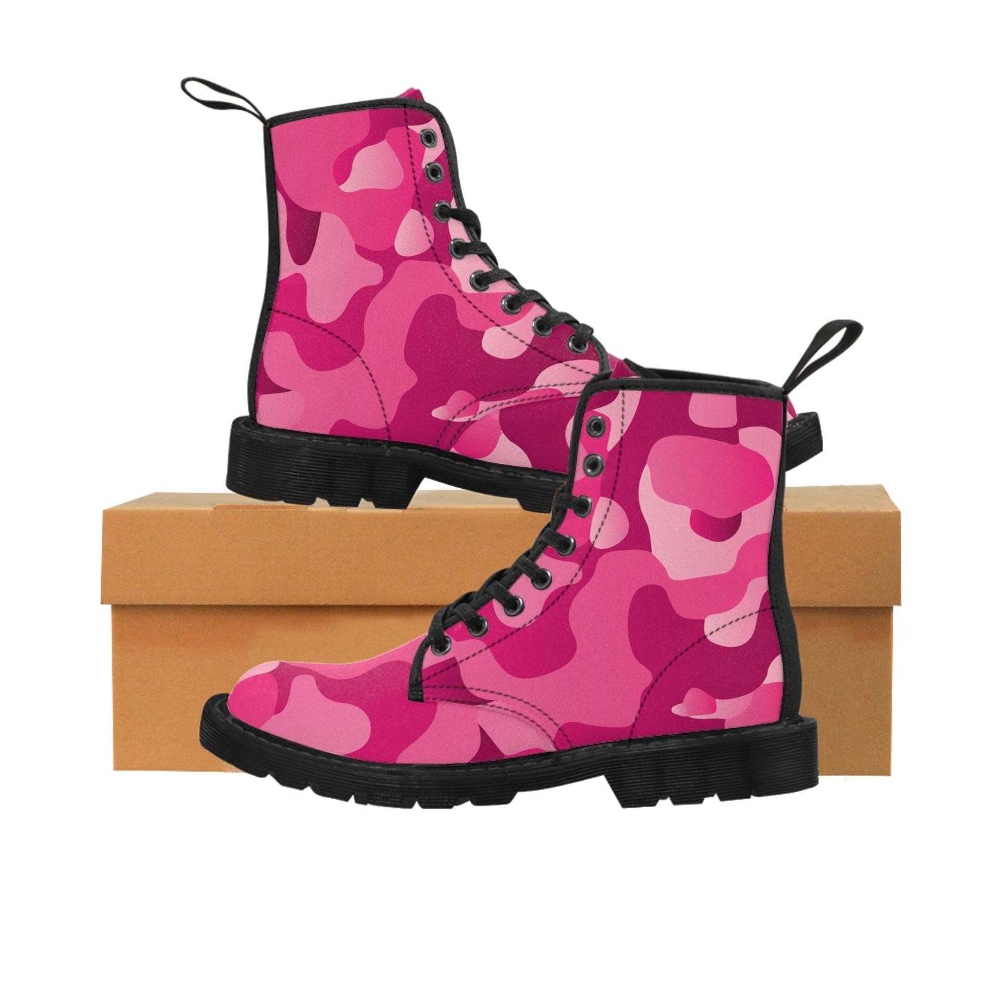 Pink Camouflage Women's Canvas Boots - Lizard Vigilante