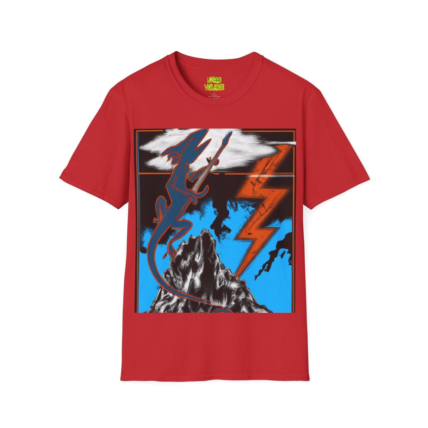 Lizard Vigilante on the Mountain Unisex Softstyle T-Shirt - Lizard Vigilante