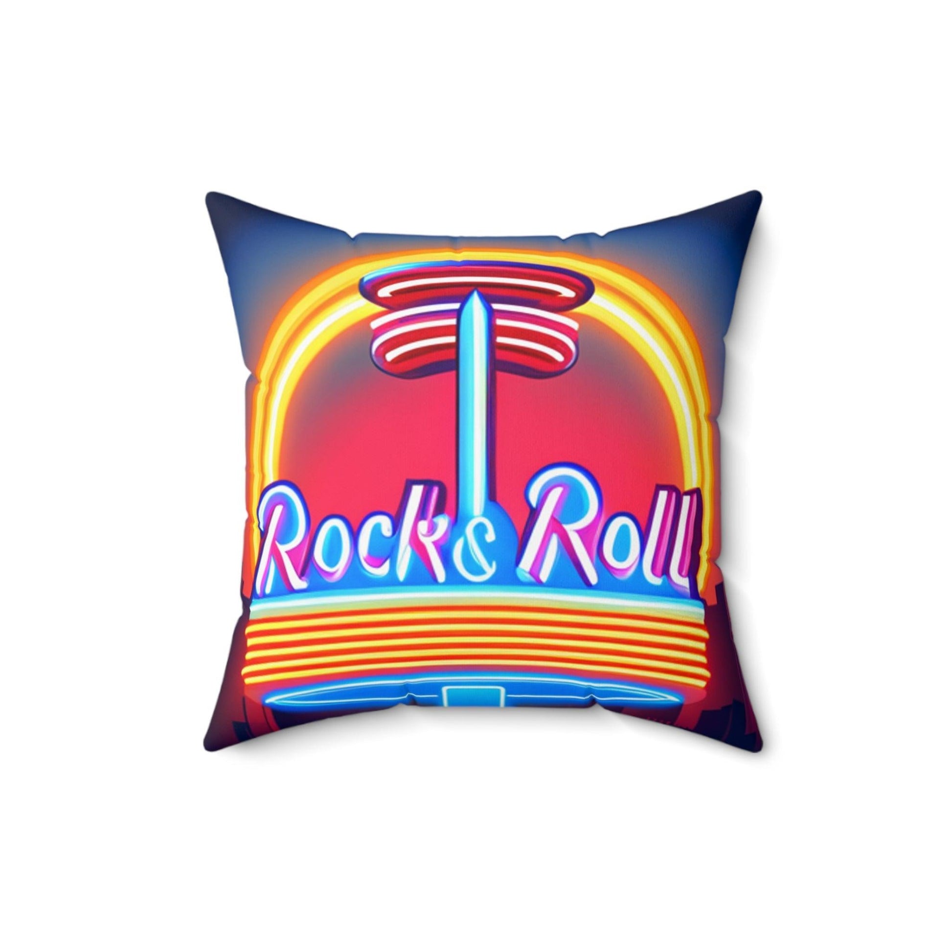 Rock & Roll Diner Spun Polyester Square Pillow - Lizard Vigilante