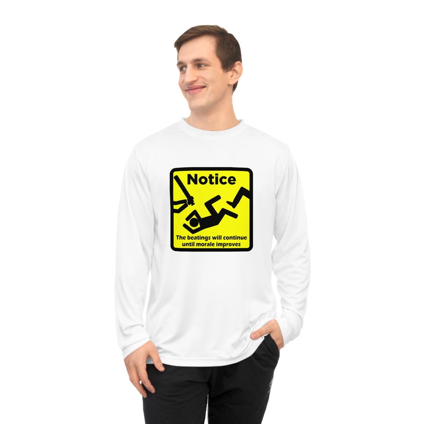 Notice The Beatings Will Continue Until Morale Improves Unisex Performance Long Sleeve Shirt - Lizard Vigilante