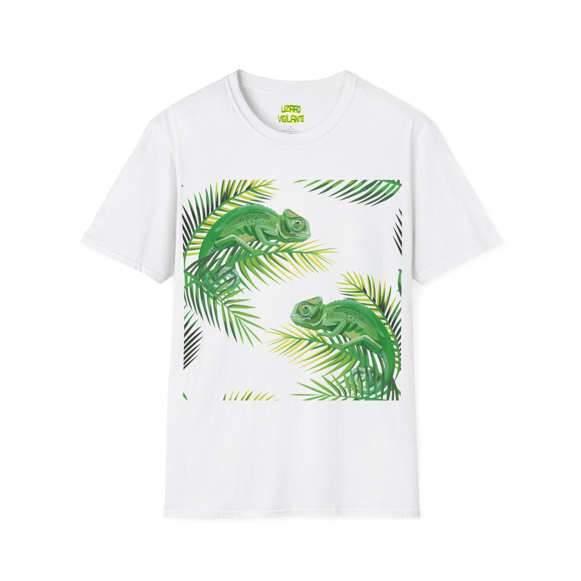 Chameleons on Banana Leaves Unisex Softstyle T-Shirt - Lizard Vigilante