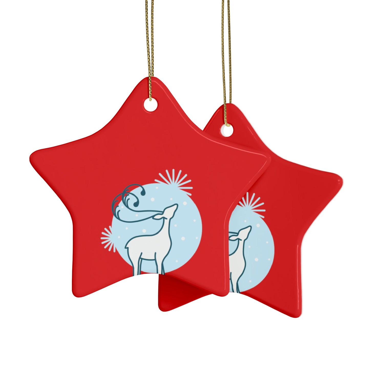 Red Christmas Tree Reindeer Ceramic Ornaments (1pcs, 5pcs, 10pcs, 20pcs) - Lizard Vigilante