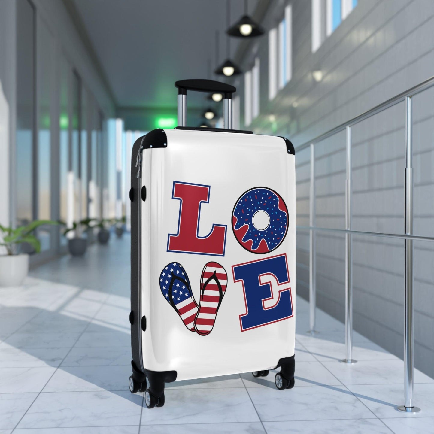 LOVE Suitcase in Red, White and Blue Summer Design - Lizard Vigilante