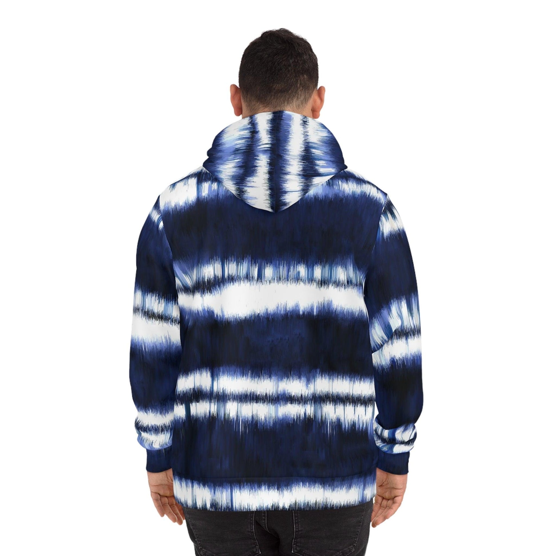 White Lines on Blue Fashion Hoodie (AOP) - Lizard Vigilante