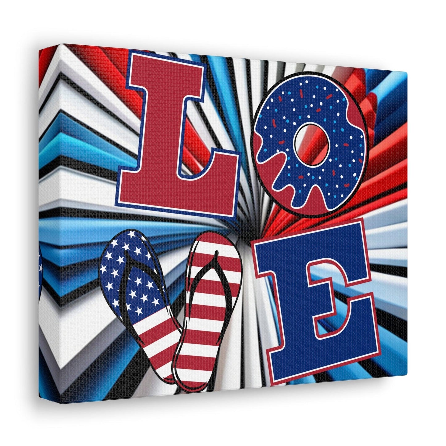 Patriotic Americans LOVE Valentine’s Day July 4th Canvas Gallery Wraps - Lizard Vigilante