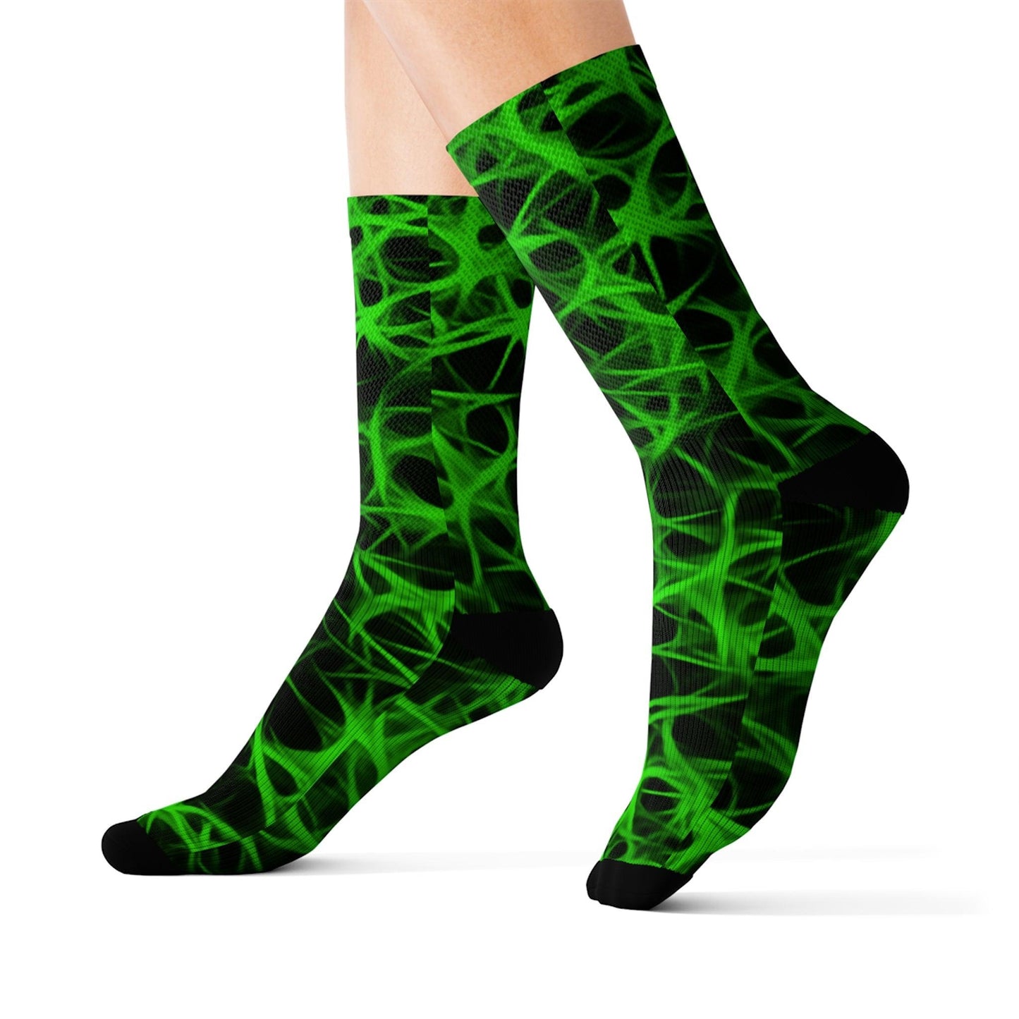 Nuclear Green Charged Sublimation Socks - Lizard Vigilante