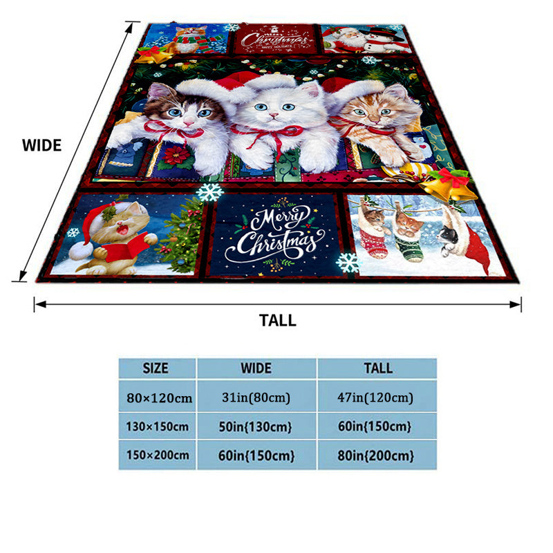 1pc Cozy Christmas Cat Santa Claus Flannel Blanket - Soft, Warm, Lightweight, Digital Printing Fleece Throw for Sofa, Bed, Travel, Camping, Living Room, Office, Couch, Chair - Perfect Gift for Family or Friends with Festive H