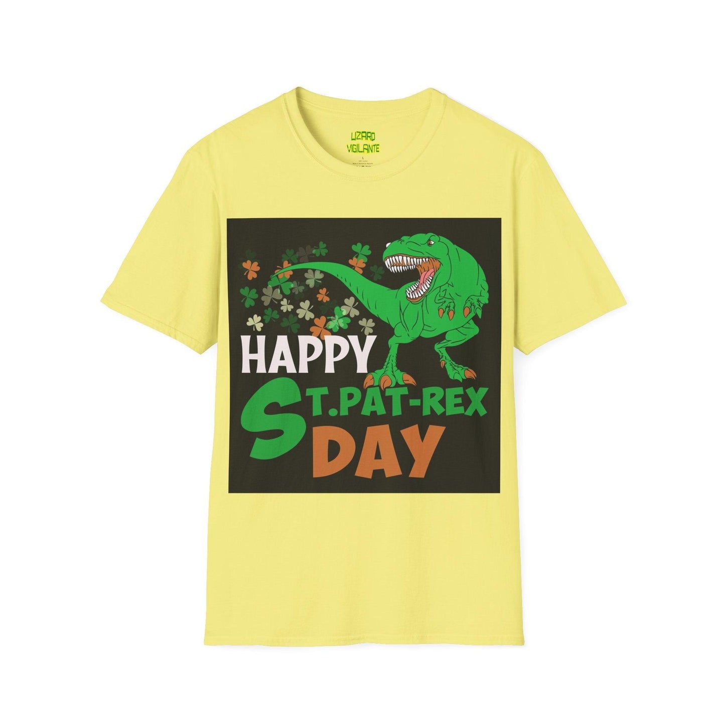 Happy St. Pat-Rex Day T-Rex Dinosaur Unisex Softstyle T-Shirt - Lizard Vigilante