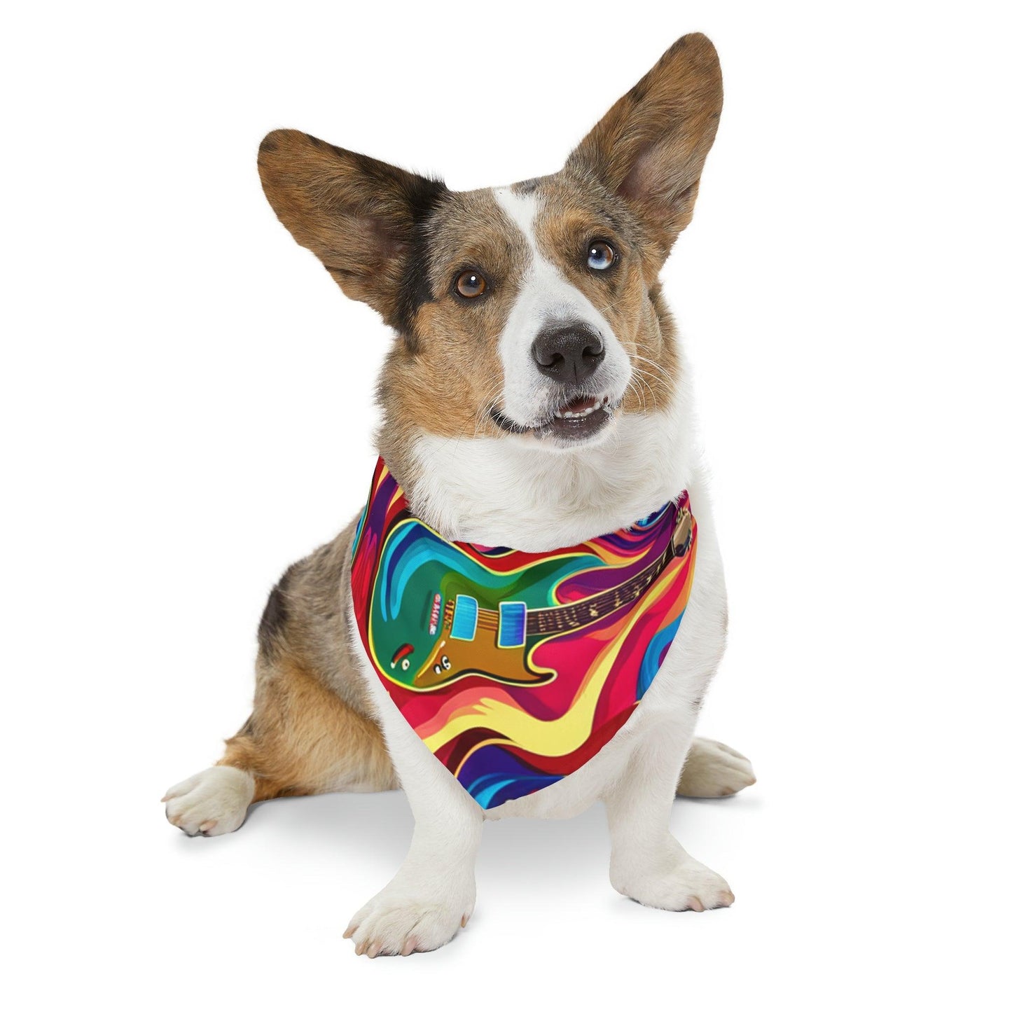 Psychedelic Electric Guitar Pet Bandana Collar - Lizard Vigilante