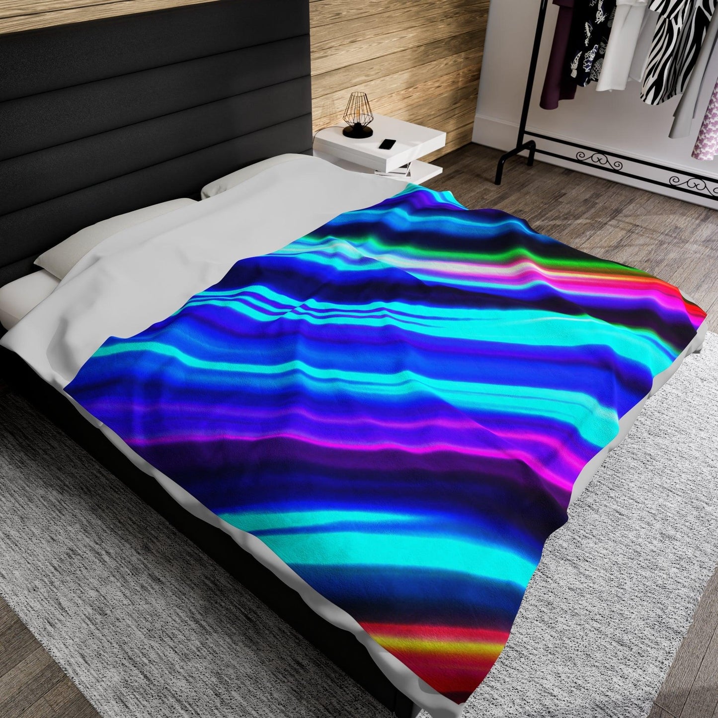 Neon Lined Velveteen Plush Blanket - Lizard Vigilante