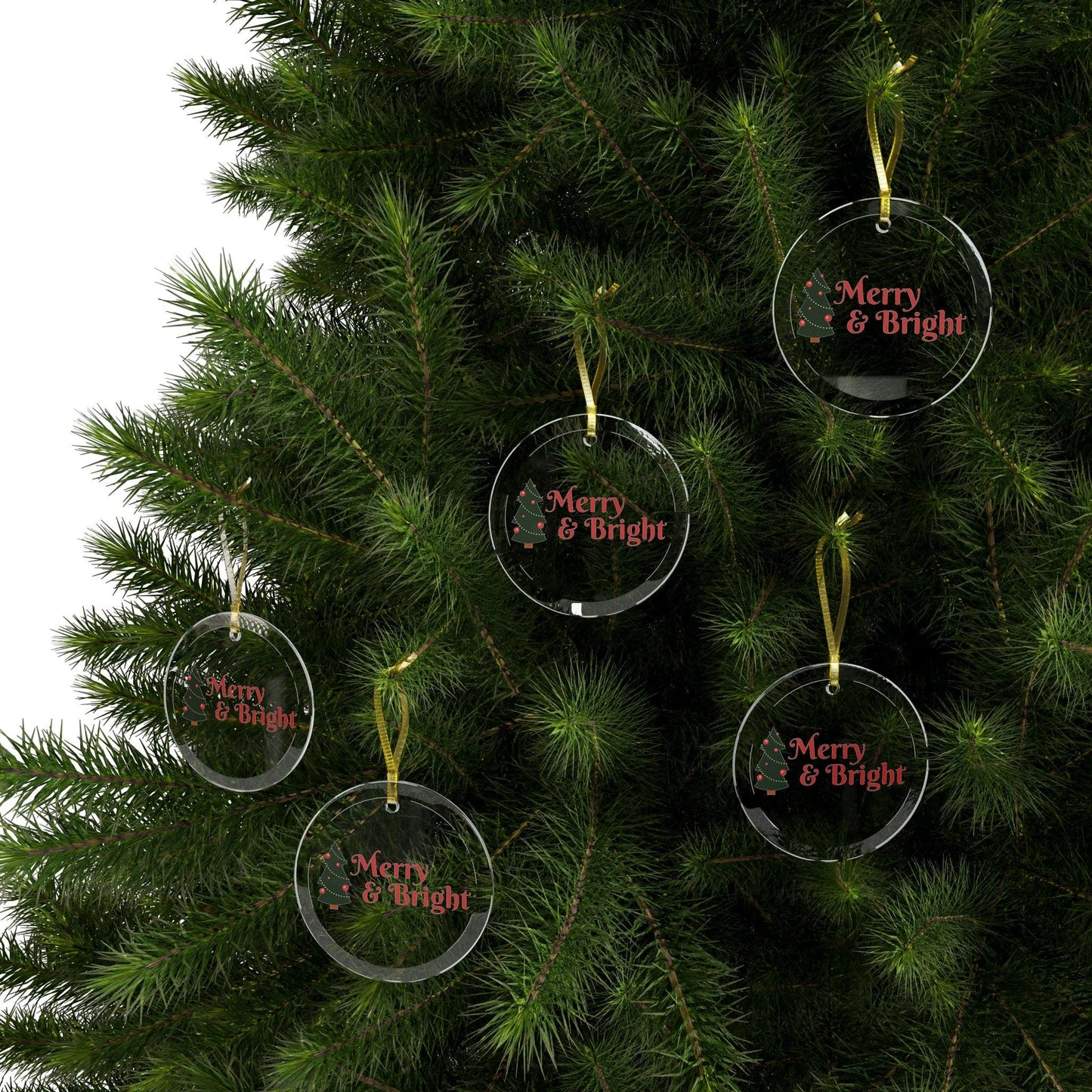 Merry & Bright Christmas Tree Glass Ornaments - Lizard Vigilante