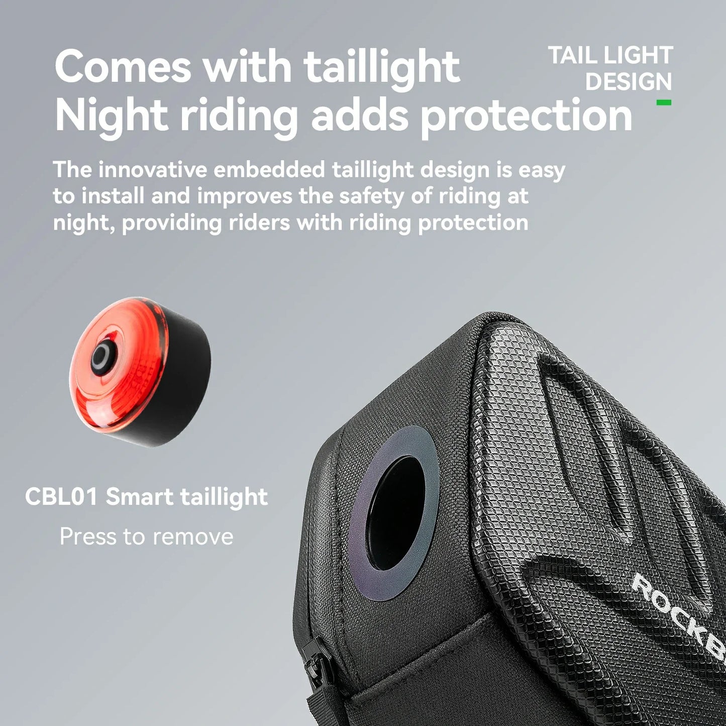 ROCKBROS 3D Shell Saddle Bike Seat Bag with Light Tail