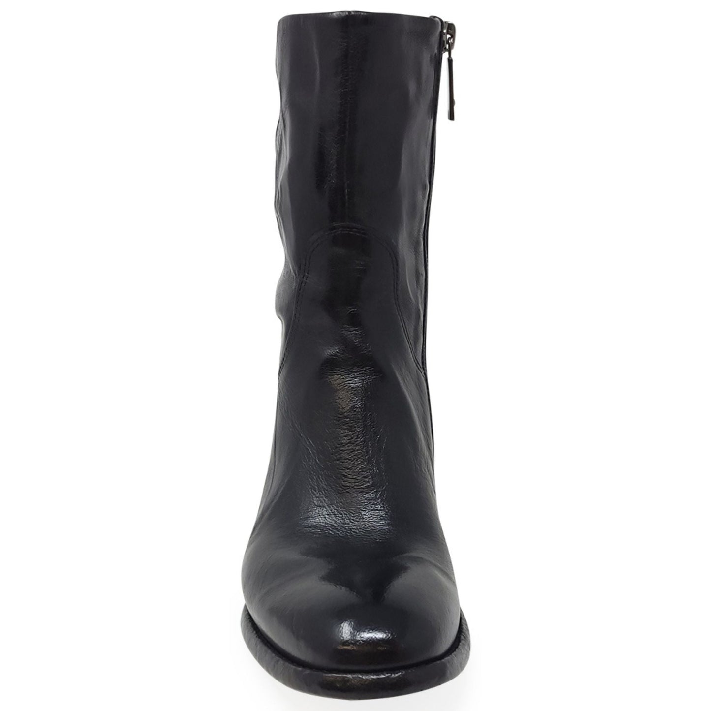 Black Leather Mid Calf Boot