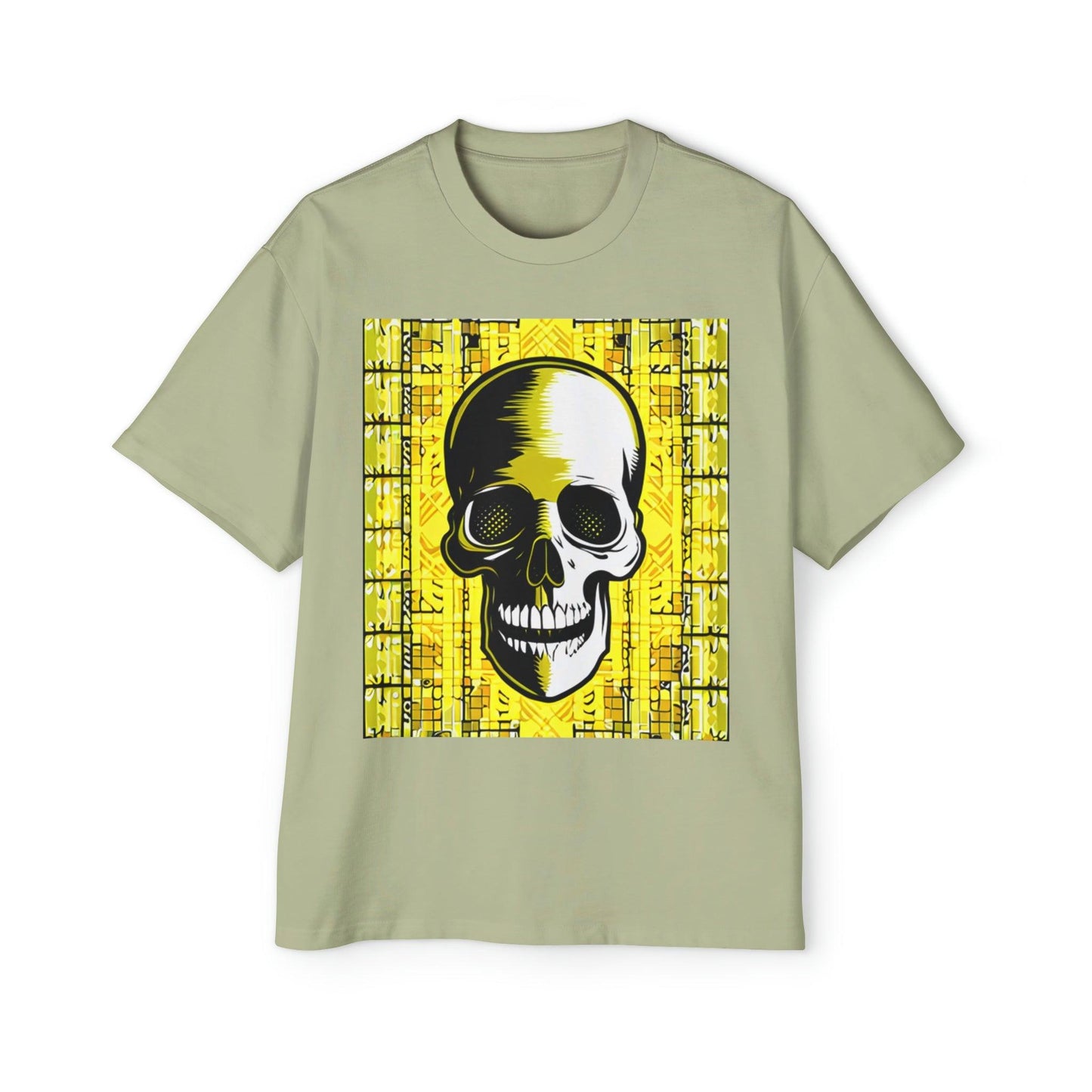 Goldgrid Skull Men's Heavy Oversized Tee - Lizard Vigilante