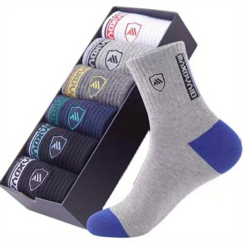 5 Pairs Of Men's Mid Crew Sport Socks, Sweat-absorbing Comfy Breathable Socks For Men's Basketball Training, Running Outdoor Activities