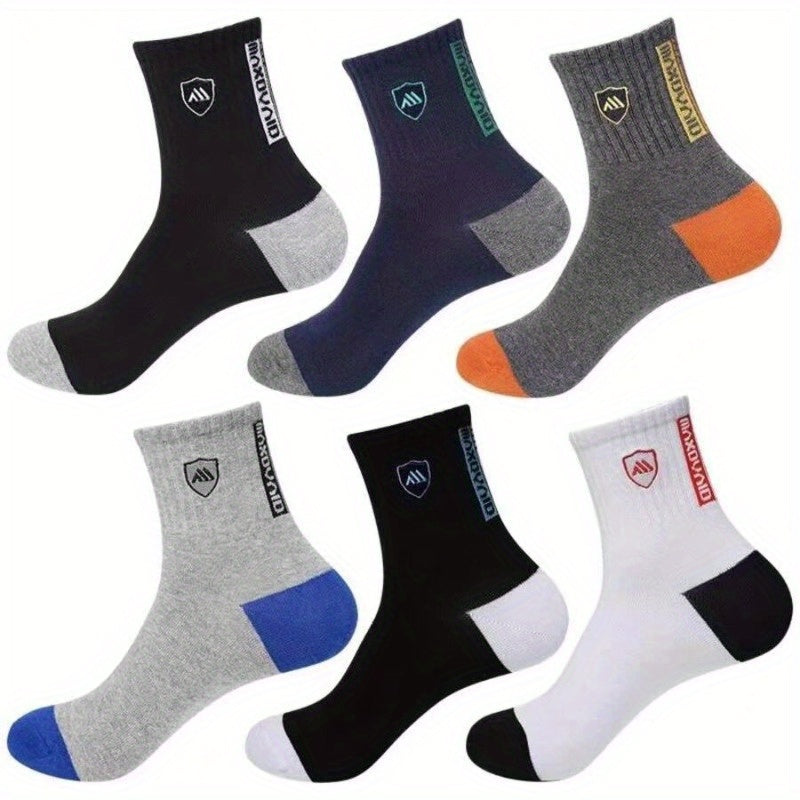 5 Pairs Of Men's Mid Crew Sport Socks, Sweat-absorbing Comfy Breathable Socks For Men's Basketball Training, Running Outdoor Activities