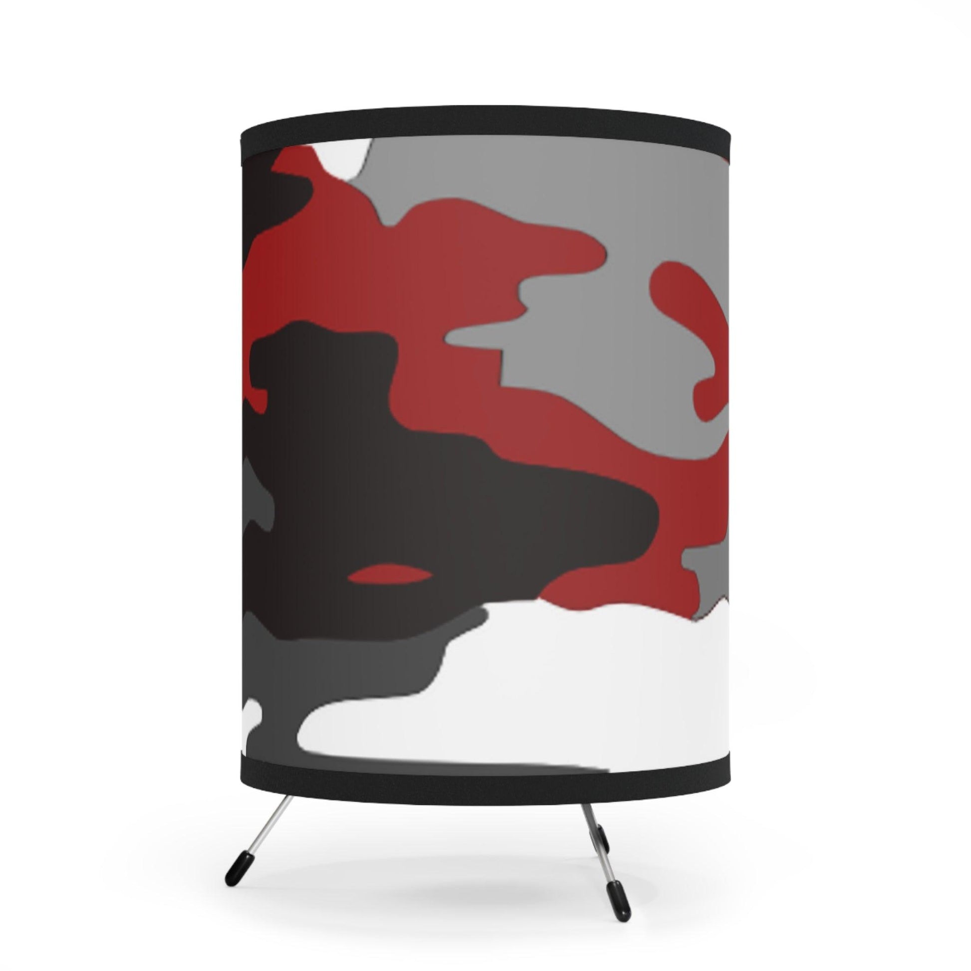 Red White Black Camo Tripod Lamp with High-Res Printed Shade, US\CA plug - Lizard Vigilante