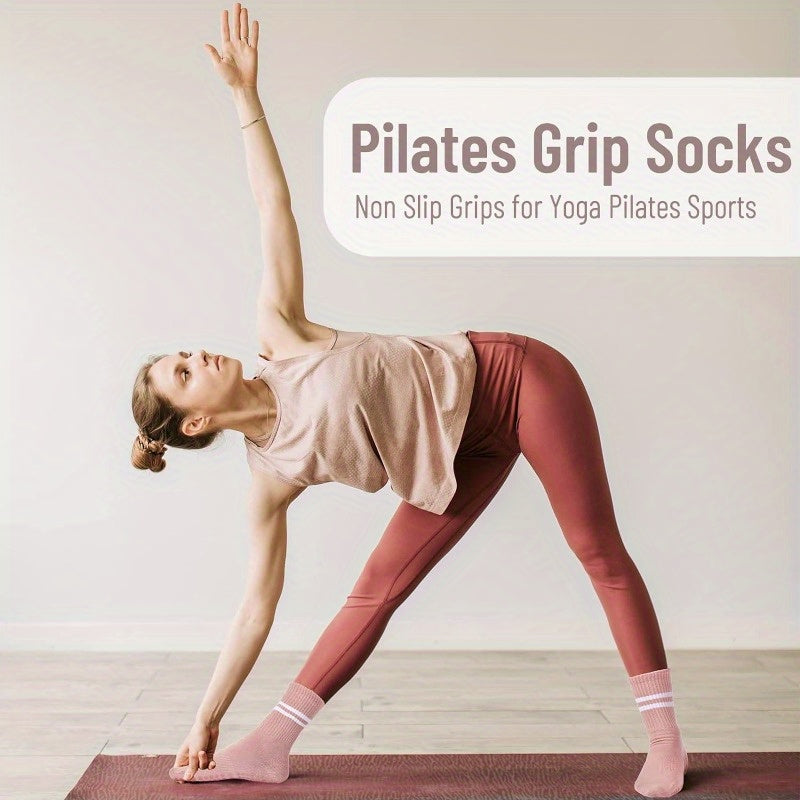 3pcs Women's Non-Slip Yoga & Pilates Socks with Grips - Breathable, Comfort Fit for Barre & Ballet, Yoga Socks, Pilates Socks - For Women - Suitable for Yoga, Pilates, Barre & Ballet - Perfect Gift for Fitness Enthusiasts