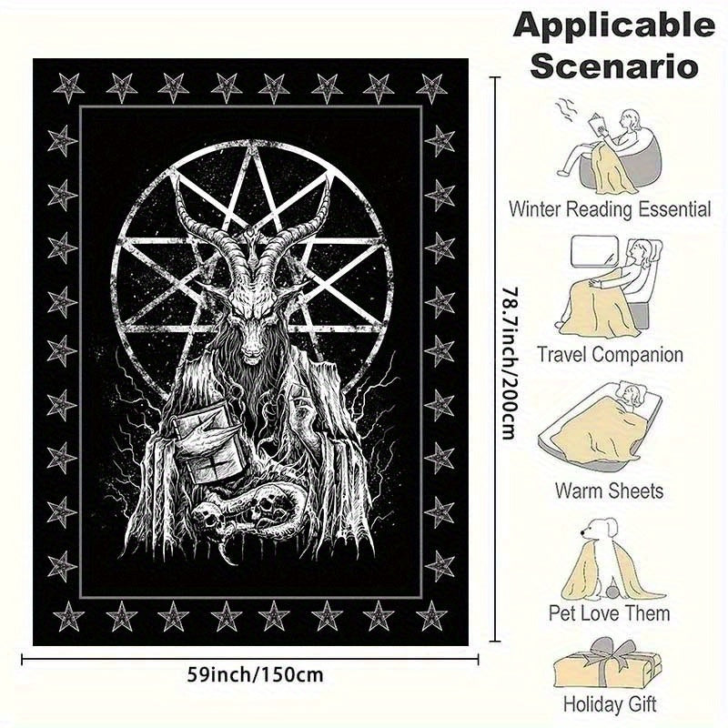 1pc Demonic Goat Baphomet Blanket 3D Printing Flannel Throw Blanket Bedroom Living Room Sofa Camping Travel Comfortable And Soft Blanket