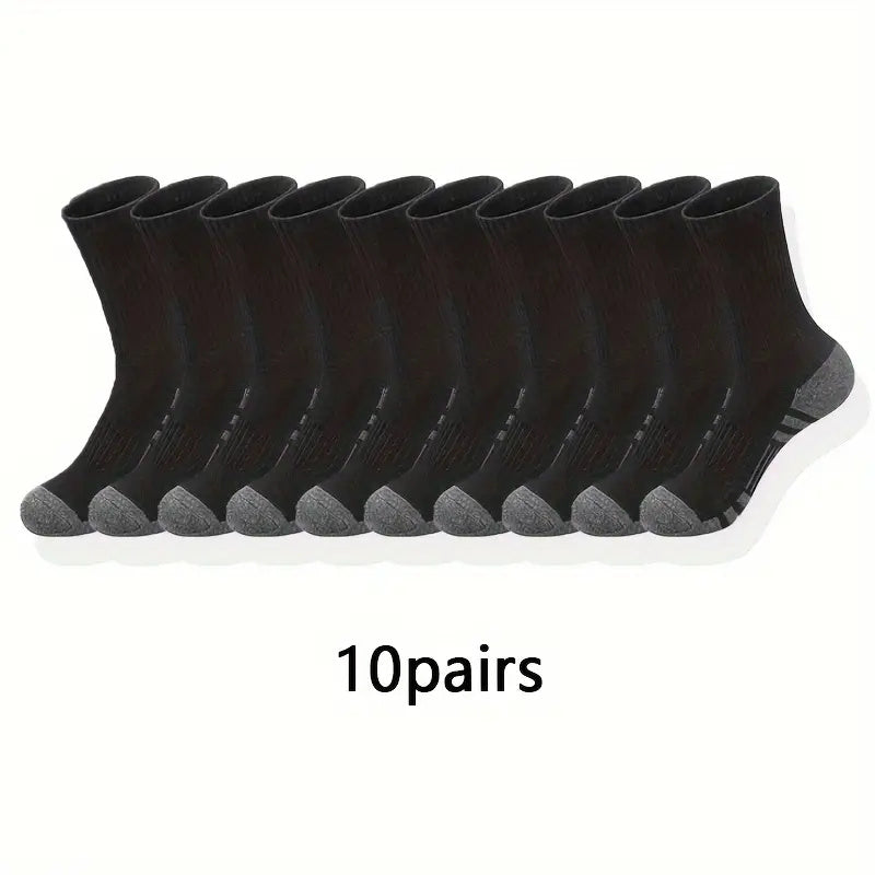 10/30 Pairs of Men's Trendy Color Block Crew Socks - Breathable, Comfy, Casual, Unisex, Outdoor Wear, Colorful, Fashionable, Soft, and Durable