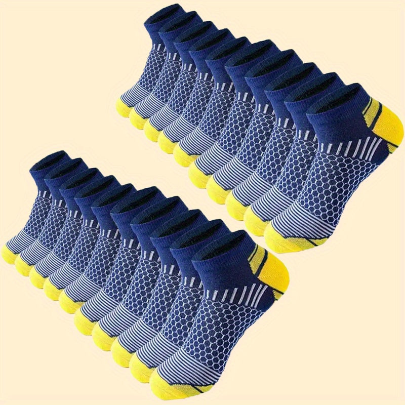 20 Or 60 Pairs Of Men's Low Cut Socks, Anti Odor & Sweat Absorption, Comfy & Breathable, Elastic Sport Socks, All Seasons Wearing