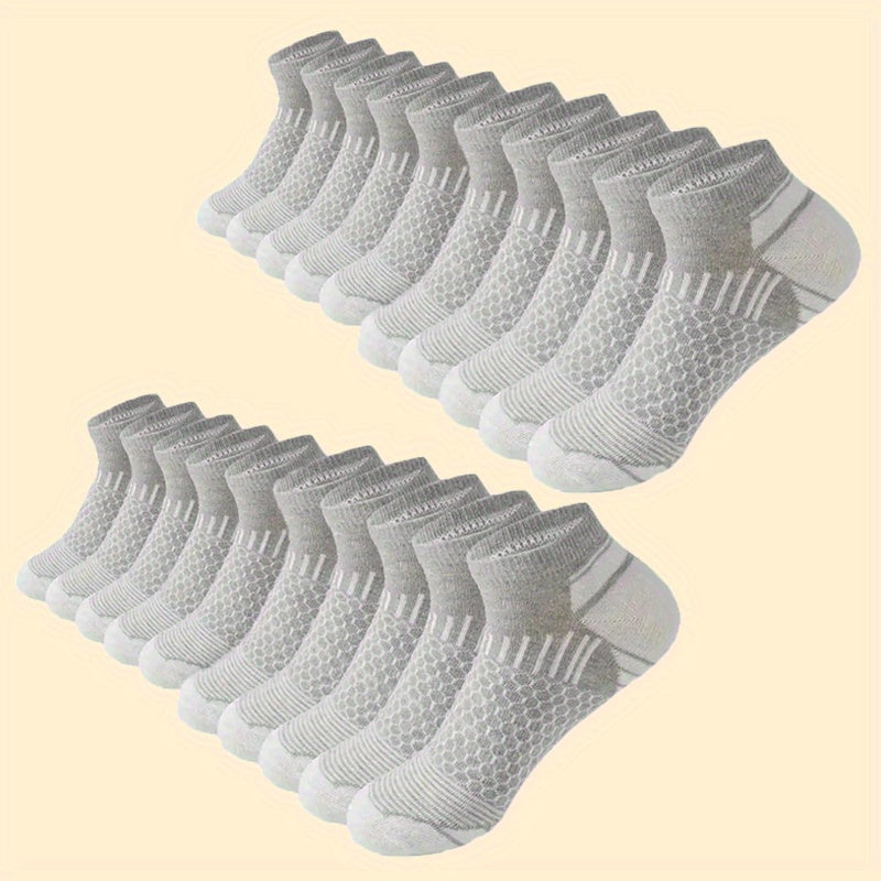 20 Or 60 Pairs Of Men's Low Cut Socks, Anti Odor & Sweat Absorption, Comfy & Breathable, Elastic Sport Socks, All Seasons Wearing