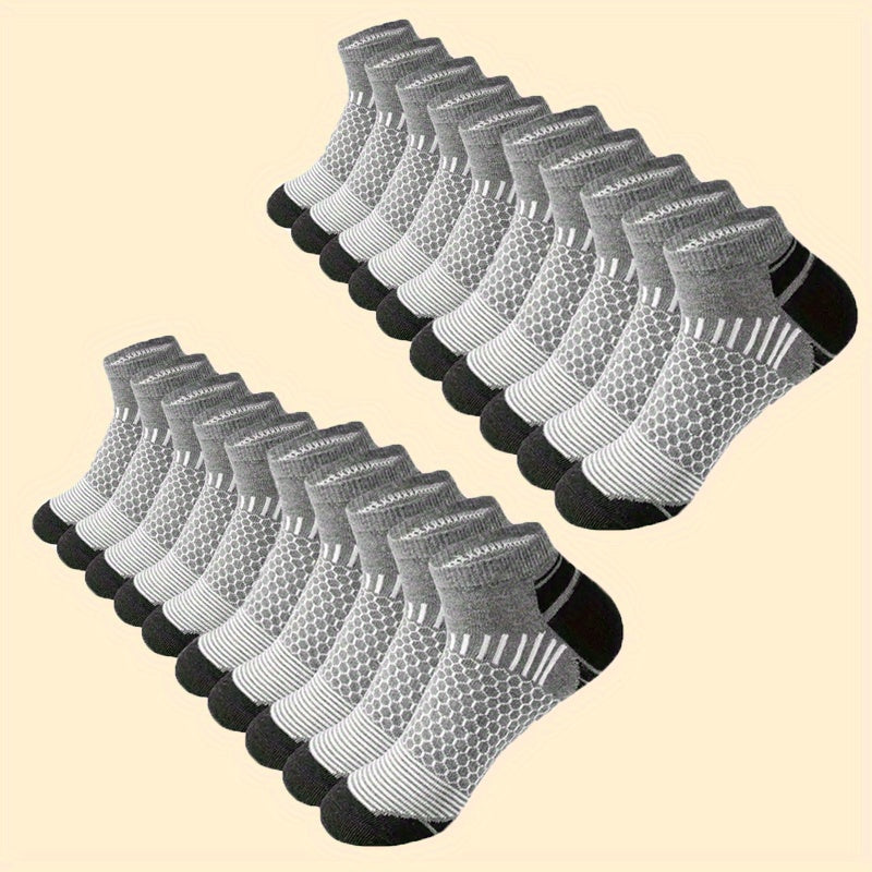 20 Or 60 Pairs Of Men's Low Cut Socks, Anti Odor & Sweat Absorption, Comfy & Breathable, Elastic Sport Socks, All Seasons Wearing