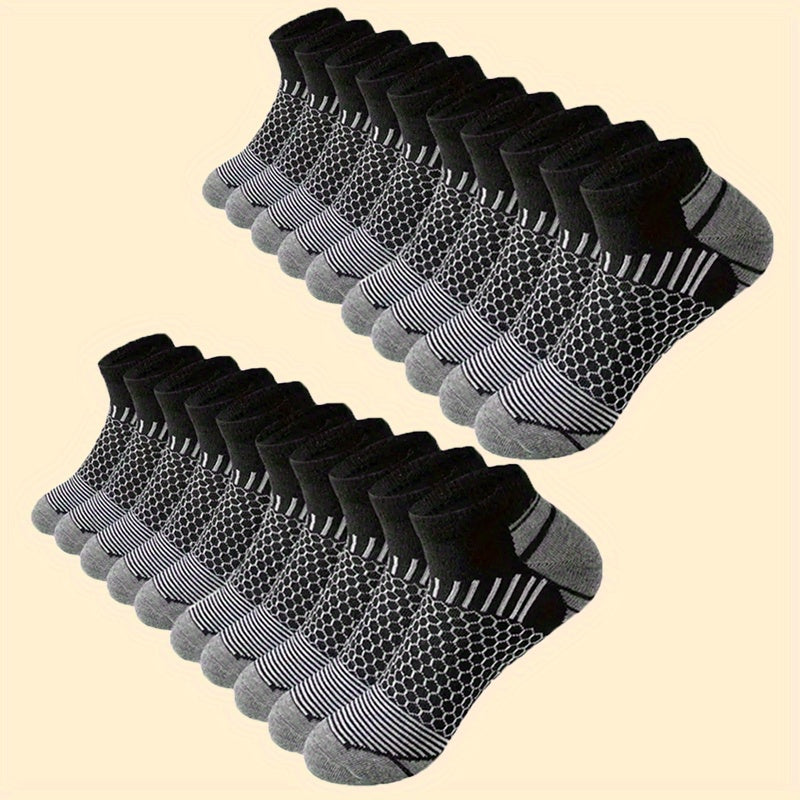 20 Or 60 Pairs Of Men's Low Cut Socks, Anti Odor & Sweat Absorption, Comfy & Breathable, Elastic Sport Socks, All Seasons Wearing
