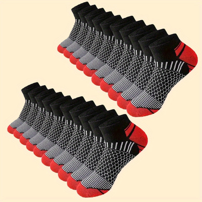 20 Or 60 Pairs Of Men's Low Cut Socks, Anti Odor & Sweat Absorption, Comfy & Breathable, Elastic Sport Socks, All Seasons Wearing