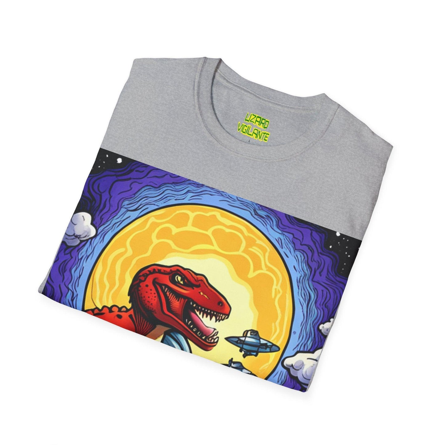 Lizard-saur Plays With Spacecraft Unisex Softstyle T-Shirt - Lizard Vigilante