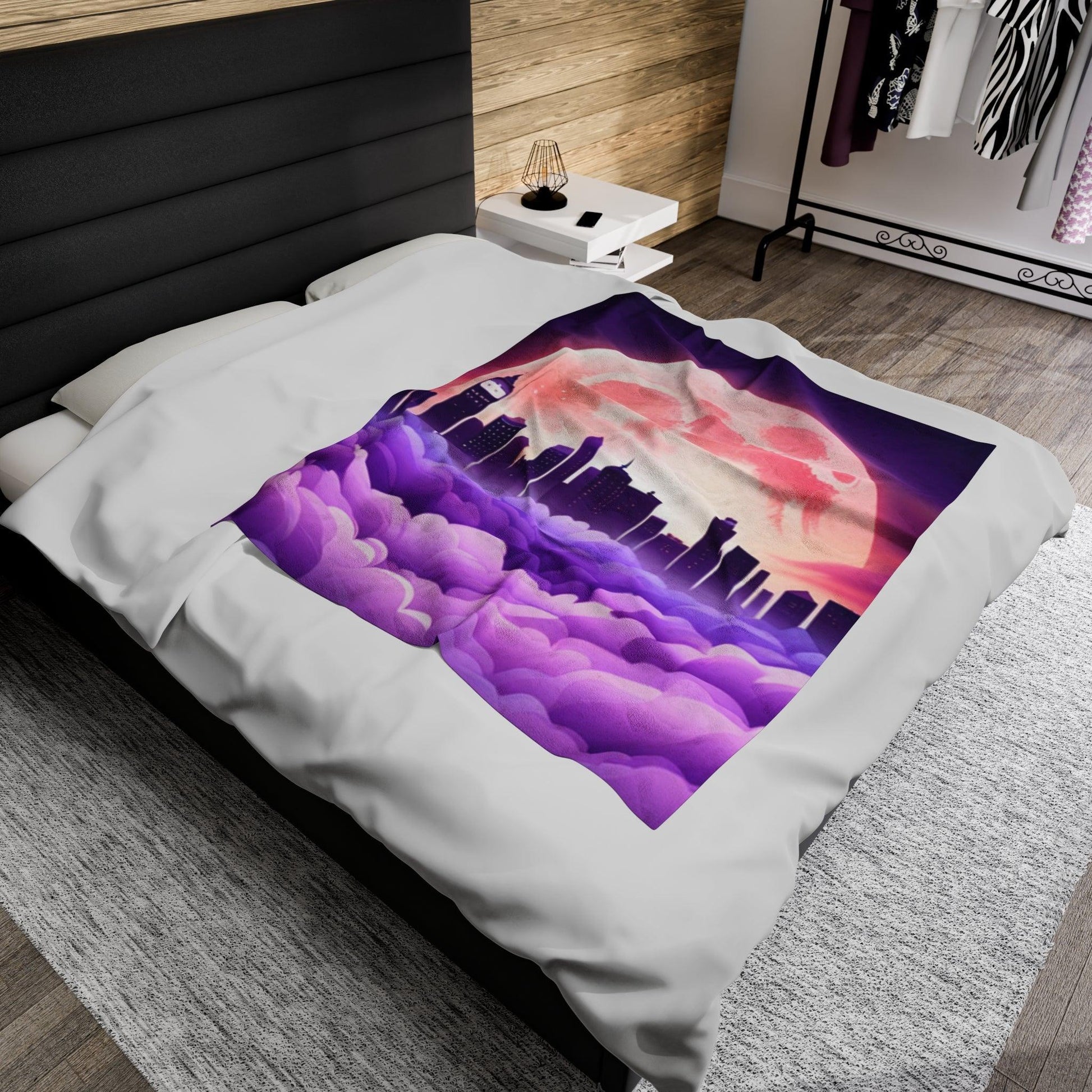 Purple Moontown Velveteen Plush Blanket - Lizard Vigilante