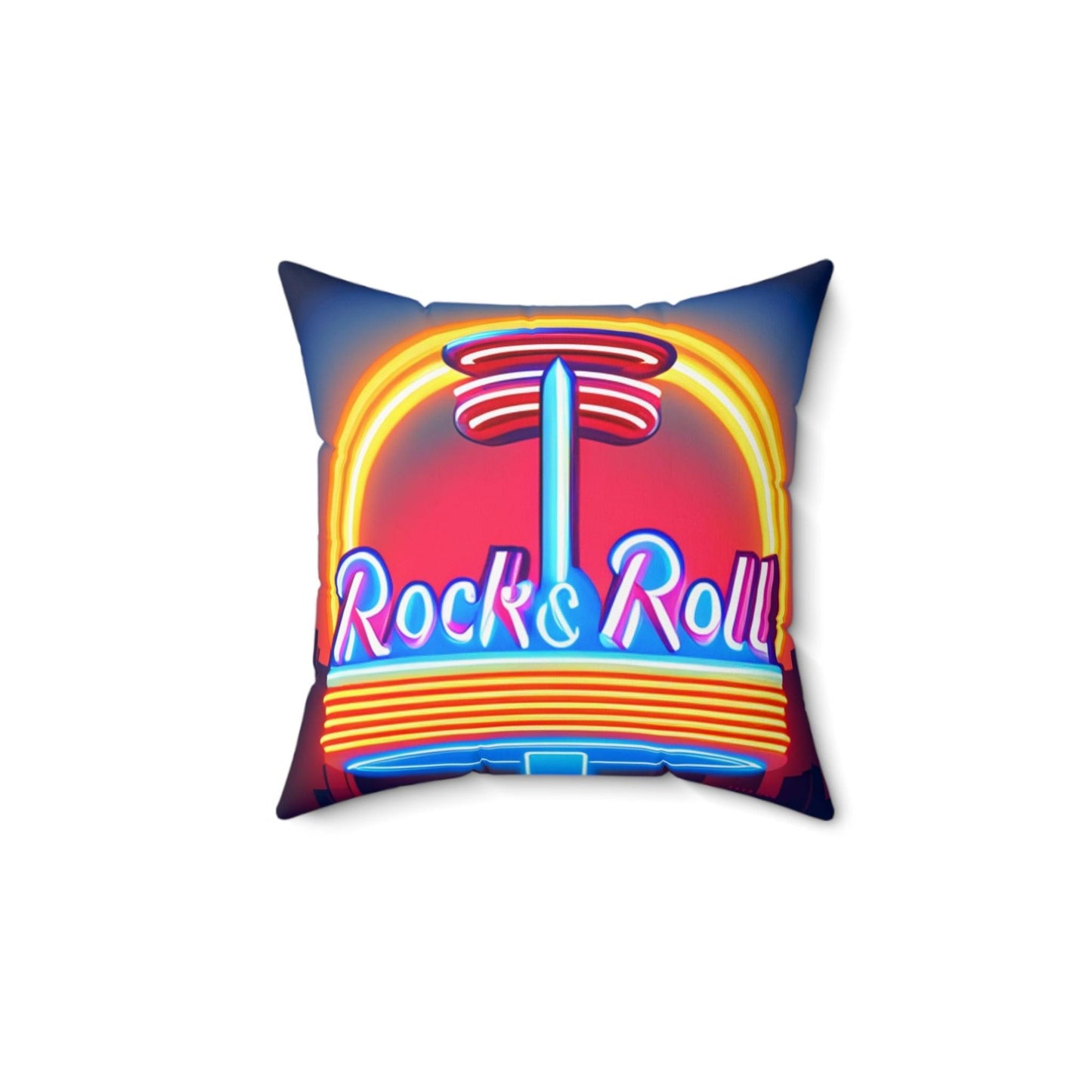 Rock & Roll Diner Spun Polyester Square Pillow - Lizard Vigilante