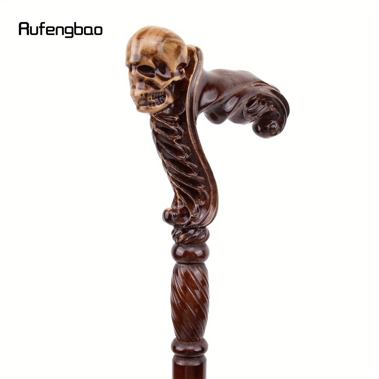 Rufengbao Elegant Wooden Cane with Skull Handle - 36.61-inch Fashionable Decorative Stick for Cosplay, Vampire Parties, & Halloween Accessories - Premium cane from Lizard Vigilante - Just $61.08! Shop now at Lizard Vigilante