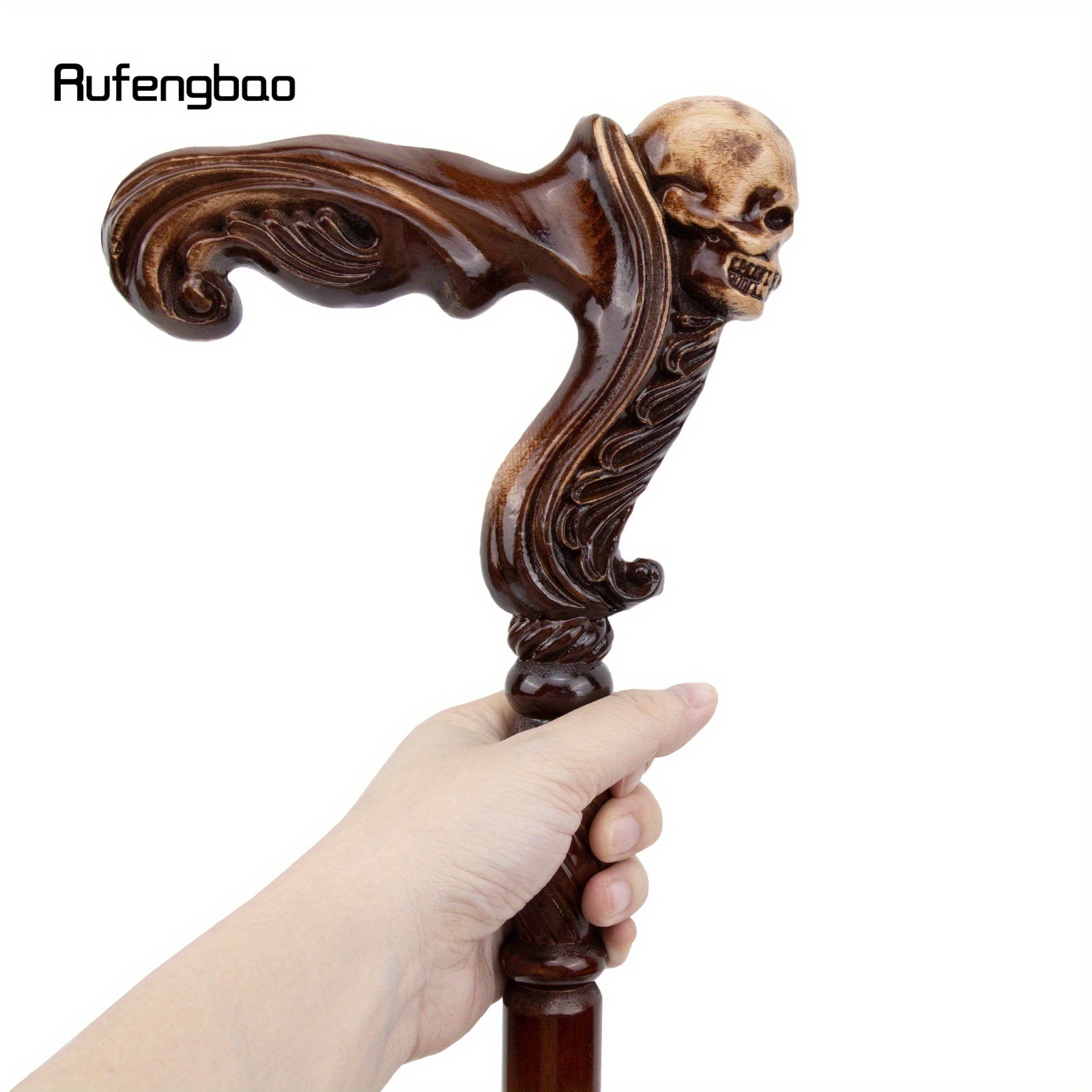 Rufengbao Elegant Wooden Cane with Skull Handle - 36.61-inch Fashionable Decorative Stick for Cosplay, Vampire Parties, & Halloween Accessories - Premium cane from Lizard Vigilante - Just $61.08! Shop now at Lizard Vigilante