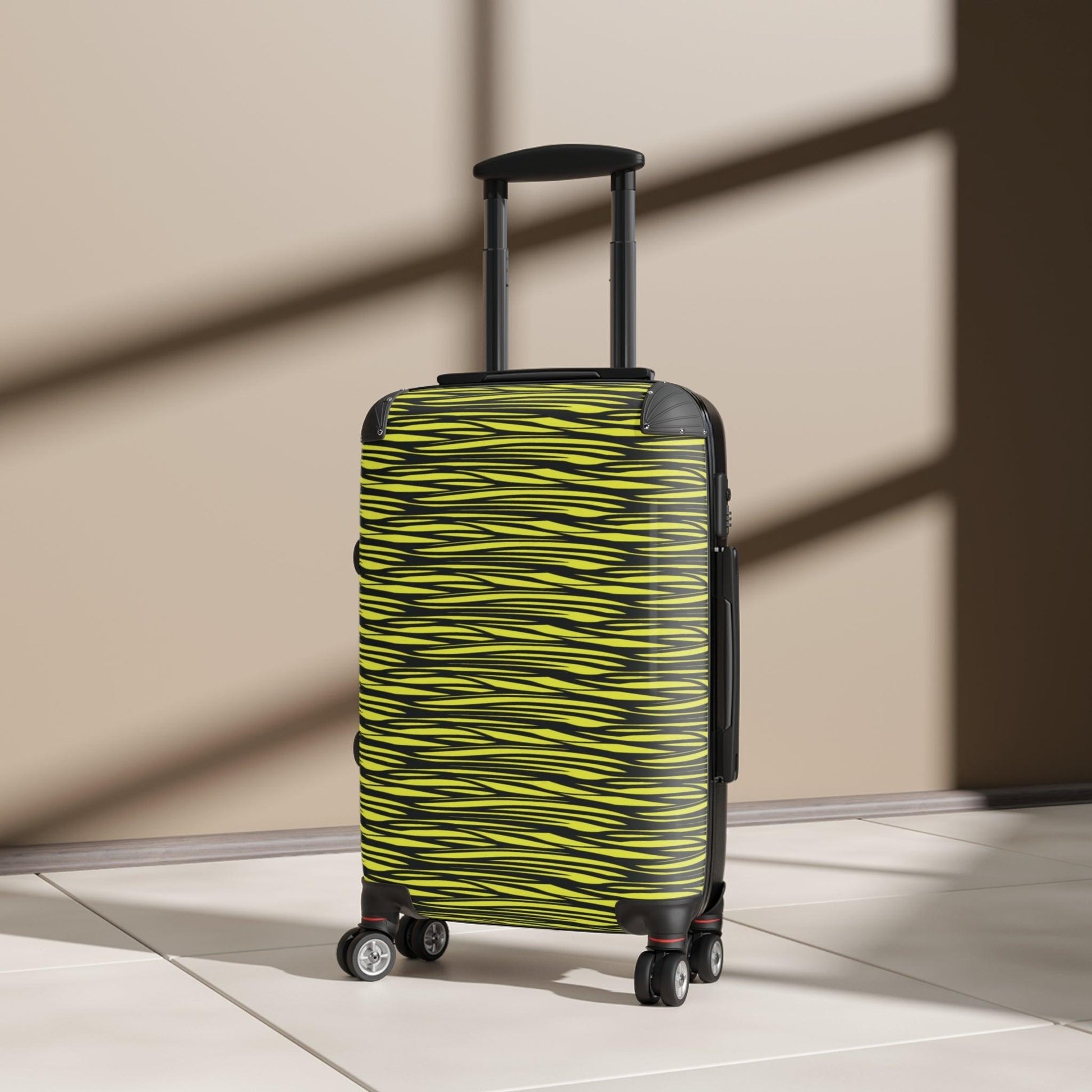 Black Yellow Camo Lines Suitcase - Lizard Vigilante