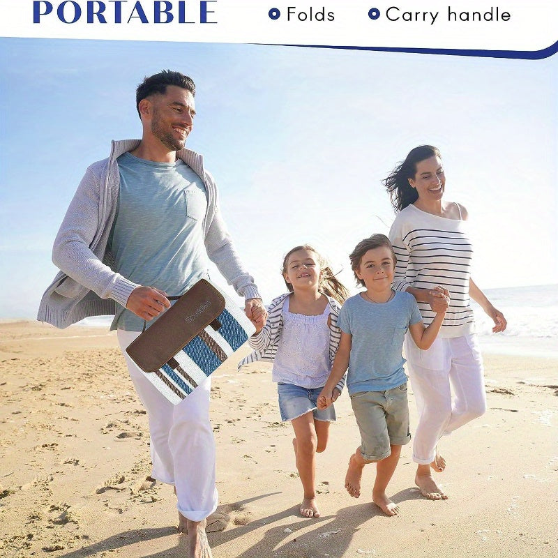 1pc Extra Large Dual-Layer Nylon Picnic Blanket - Water-Resistant, Spacious & Comfortable Mat with Carry Handle - Ideal for Sunny Beaches, Family Camping & Outdoor Fun
