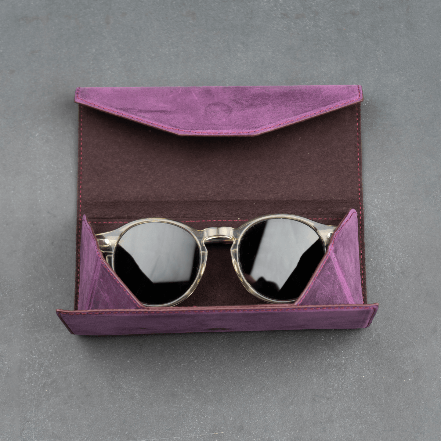 Luxury Leather Sunglasses Case - Purple - Louisville