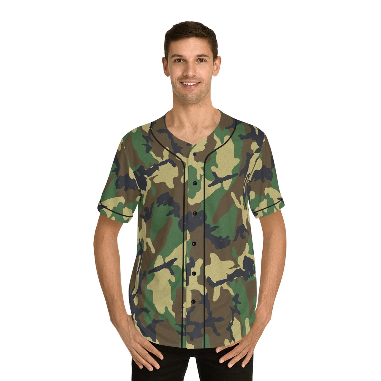 Green Camo Men's Baseball Jersey - Lizard Vigilante