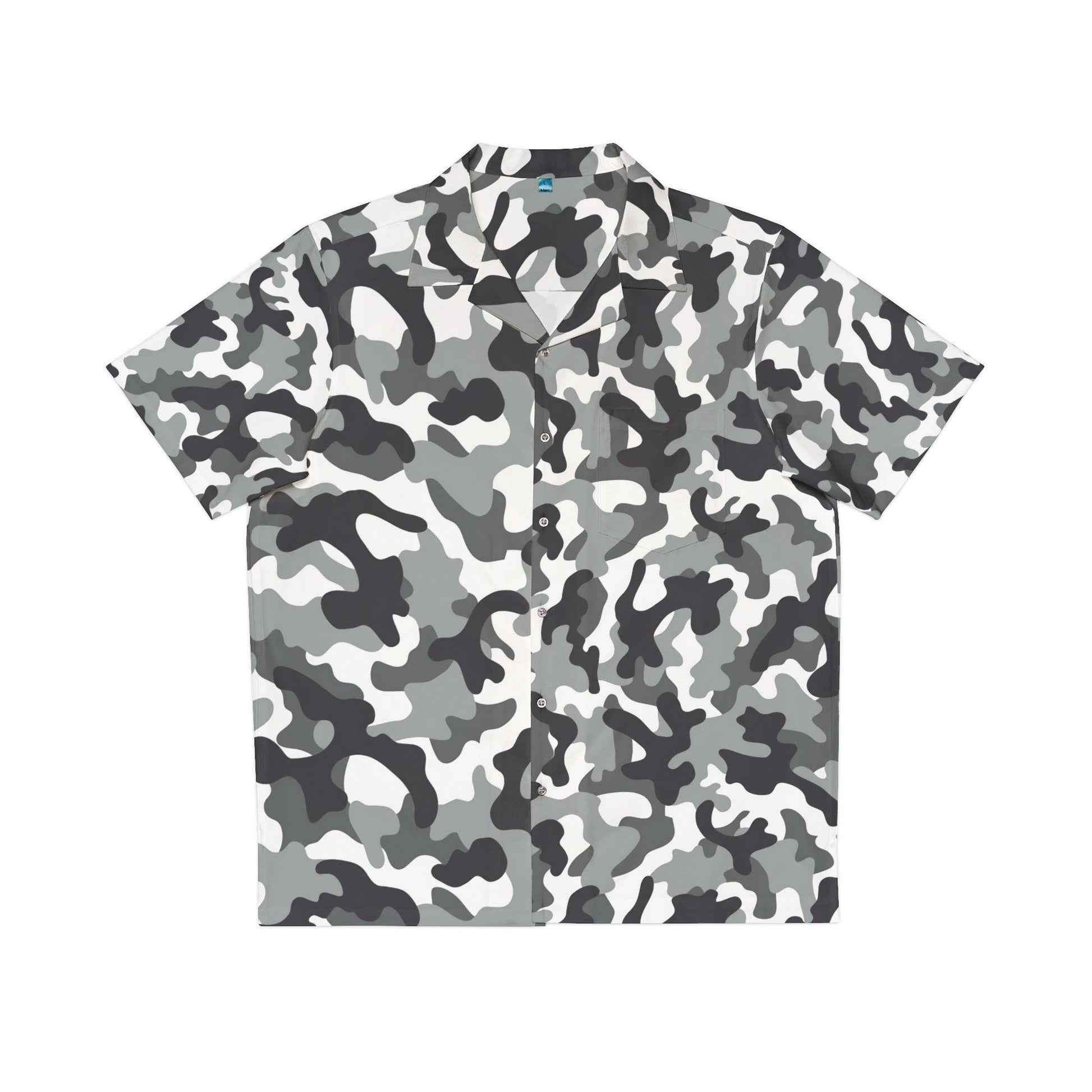 Men'sBlack White Grey Camo Hawaiian Shirt - Lizard Vigilante