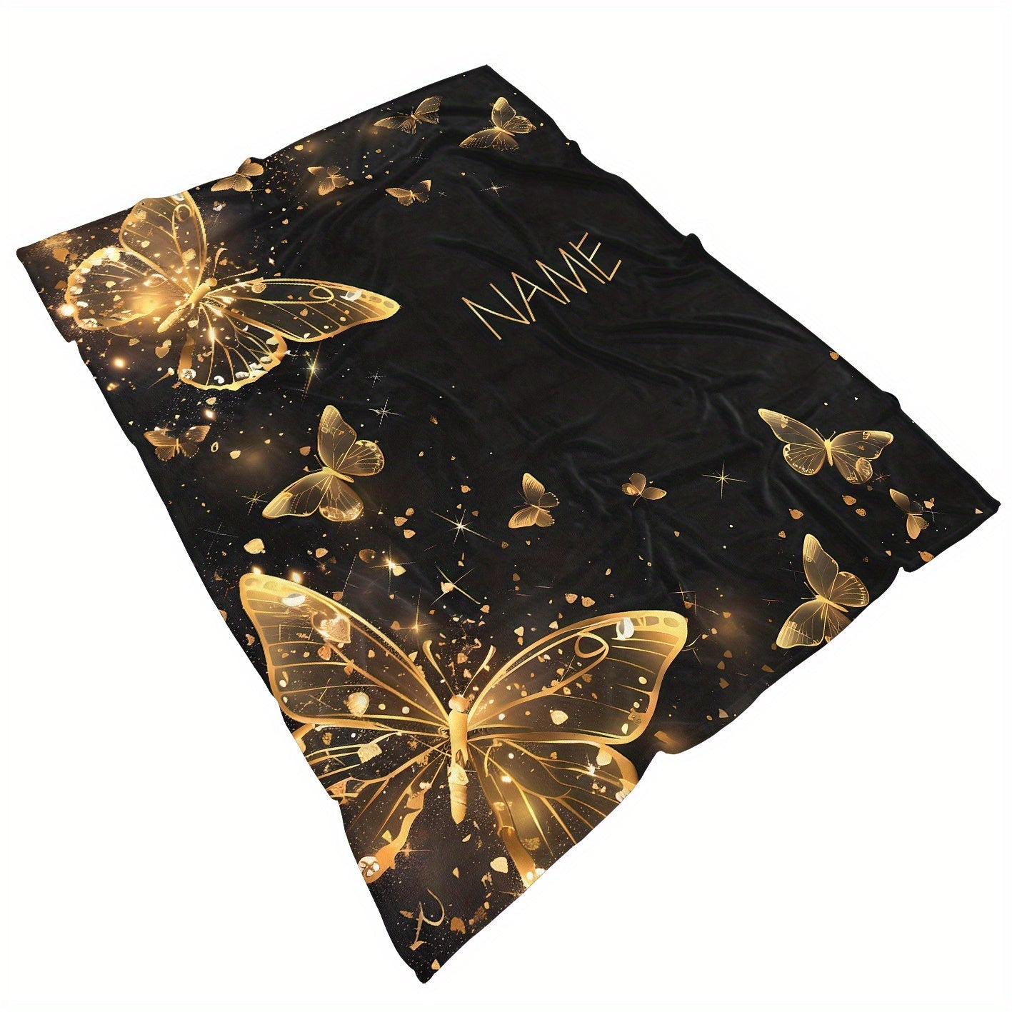 1pc Custom Name Blanket, Butterfly Personalization Lightweight Throw Blanket For Sofa, Bed, Travel, Camping, Living Room, Office, Couch, Chair, And Bed - Digital Printing Soft And Warm Flannel Fabric Blanket