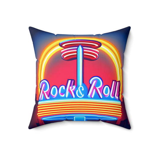 Rock & Roll Diner Spun Polyester Square Pillow - Lizard Vigilante