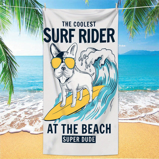 1pc Surfing Dog Beach Towel, Super Absorbent & Quick-drying Swimming Towel, Lightweight & Soft Beach Blanket, Suitable For Beach Swimming Outdoor Camping Travel, Ideal Beach Essentials