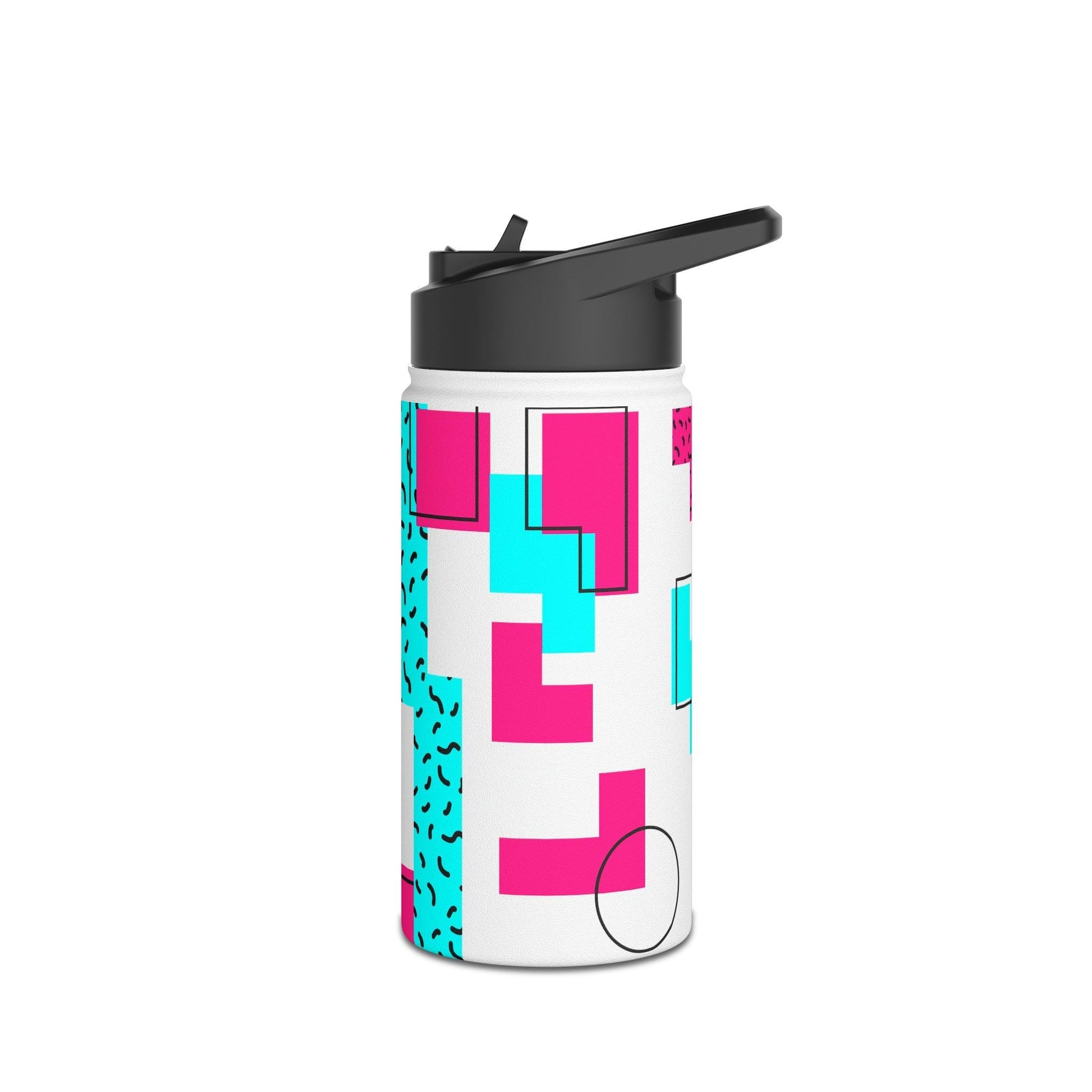 80s Geometric Stainless Steel Water Bottle, Standard Lid, 3 Sizes - Lizard Vigilante